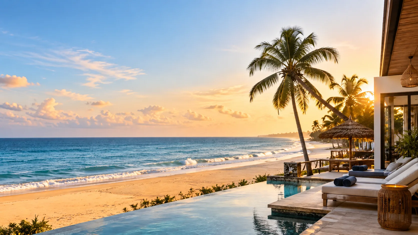 Vue sur l’océan et piscine à débordement du NÔMADE Hôtel Plage