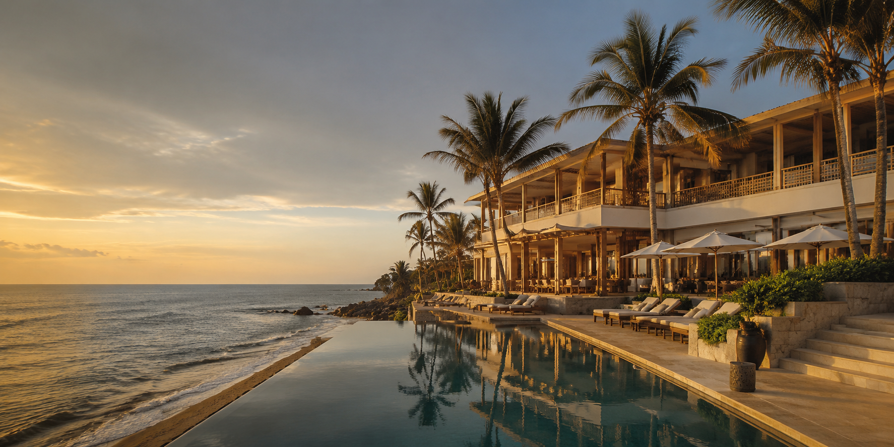 Hôtel de luxe avec piscine en bord de plage